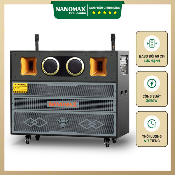 Loa Kéo Bình & Điện Nanomax Pro-500 Bass Đôi 50cm 3050w