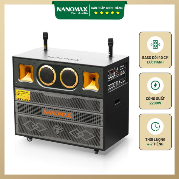 Loa Kéo Bình & Điện Nanomax Pro-215F Bass Đôi 40cm 2200w